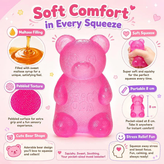 Taba Bear Squishy Fidget Toys,Stress Ball for Anxiety Stress Relief,Squishies Sensory Toy for Adults Kids Teens,Pink Squeeze Toys for Classroom Prize, Birthday Gifts Party Favors
