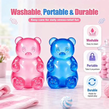 Gummy Bear Squishy，Stress Bear Taba Squishy Toys，Bear Toy Taba Squishy Toys for Adults Stress Relief Squeeze Balls，Sensory Fidget Toys，Valentines Day Gifts Birthday Gifts Party (Pink)