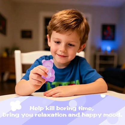Gummy Bear Squishy Toy for Kids Ages 3+, Slow Rising Soft Foam Bear Squeeze Toy for Boys, Girls & Adults, Cute Sensory Bear Toy, Birthday & Valentine’s Day Gift(Purple)