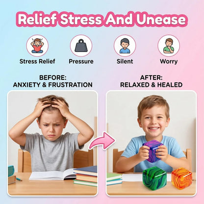 4 Pack Mini Squishy Stress Cube Fidget Toys, Ice Squeeze Cube Sugar Balls, Stress Balls for Kids Adults Squishies Anxiety Stress Relief, Fidgets for Party Favors Classroom Prize