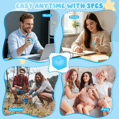 3PCS Nee Cube Squishy Stress Cube,Squishy Stress Ice Cube Fidget Toys,Slow Rising Stretchy Ice Cube Sugar Balls Squeeze Toys for Adult Use in Offices Homes
