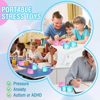 Gretex Fidget Toy for All Ages: 2 Pack Soft Sensory Fidget Ice Cube Stress Ball Squishy Cube Stress Relief Toys for Kids, Teens and Adults Party Favors, Birthday Gift for Kids Age 3+
