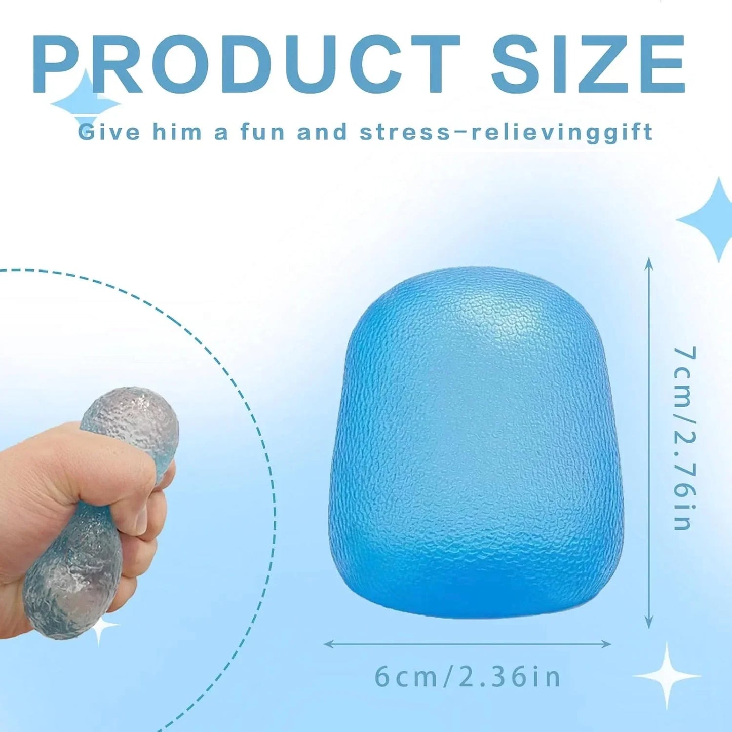 Soft Silicone Squishy Ball – Slow Rising Gumdrop Squeeze Toy for Kids Ages 3+ & Adults, Sensory Desk Toy for Home, Office & Everyday Play (Blue)