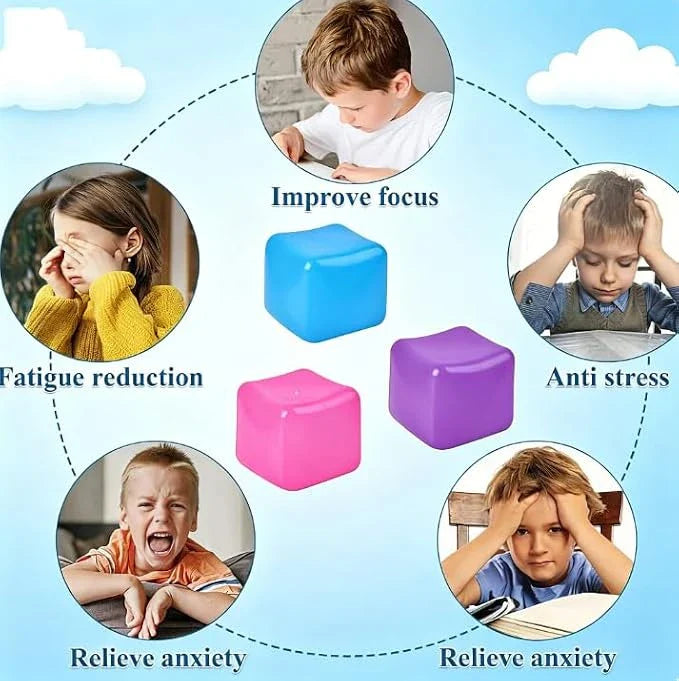 Relief High Density Ice Squeeze Ball, Ice Cube SqueezeToy,Adults Sensory Fidget for Stress Relief,Focus (Pink)