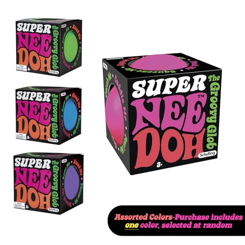 Schylling Brand Original Super Nee Doh Stress Ball Fidget Toy - Huge 4.5" in Diameter - Jumbo Squishy Squeezy Fun - Colors Assorted - Ages 3+