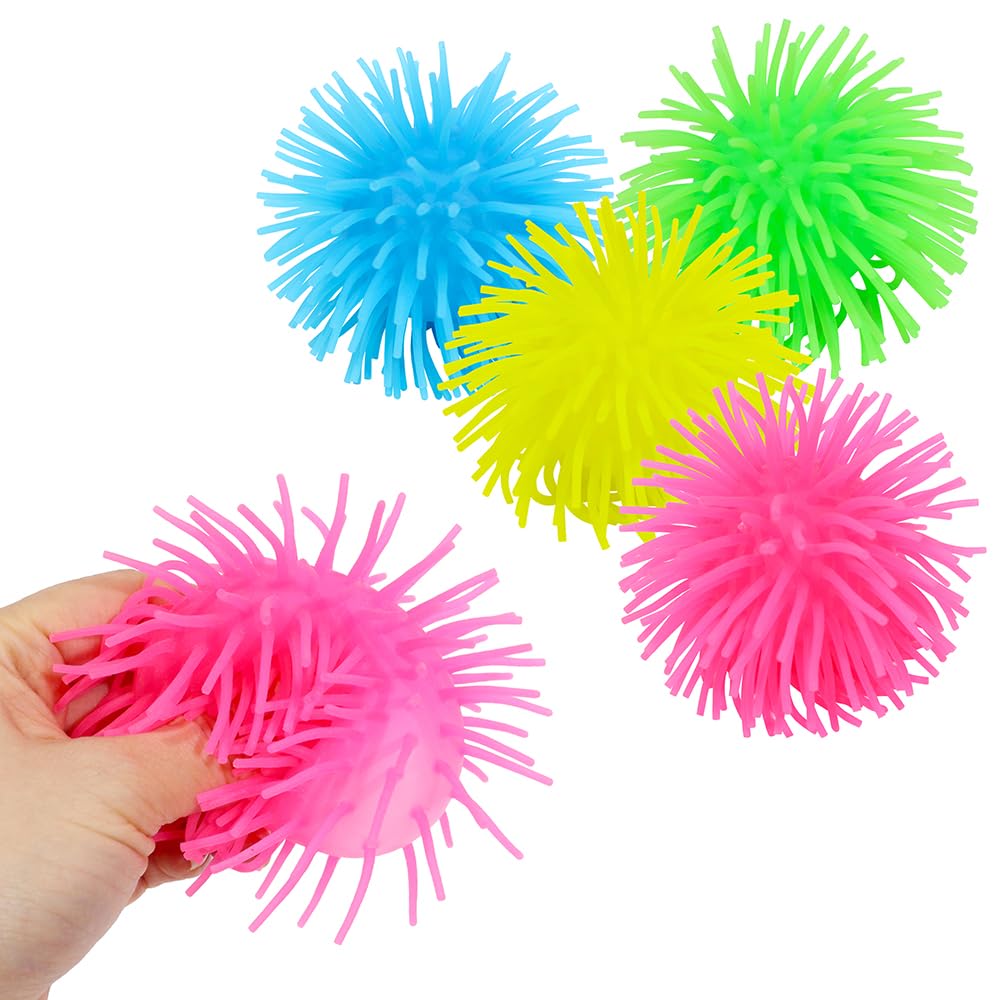 Nee-Doh Schylling Shaggy Groovy Glob! Squishy, Squeezy, Stretchy Stress Balls Neon Colors Gift Set Party Bundle - 3 Pack (Assorted Colors)