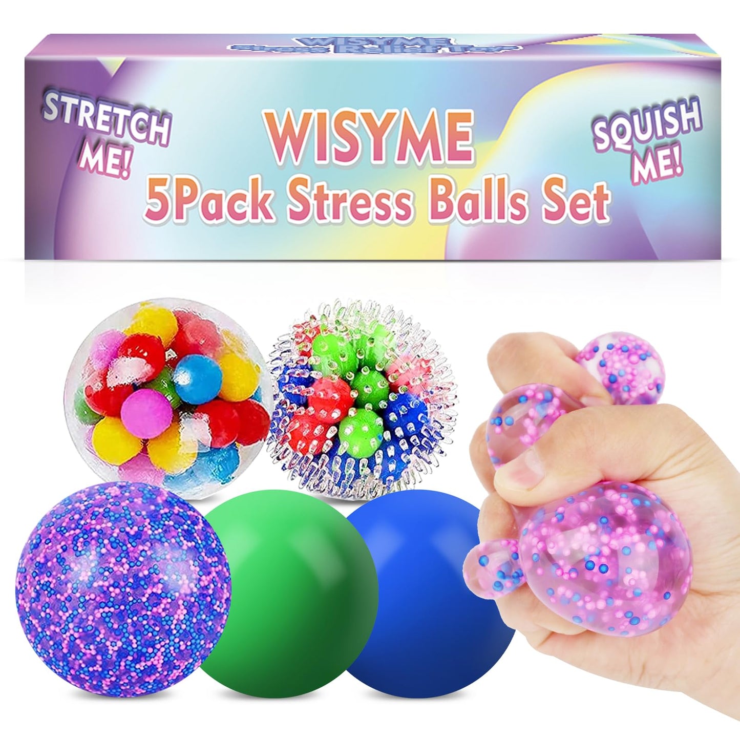 Nee-Doh Schylling Shaggy Groovy Glob! Squishy, Squeezy, Stretchy Stress Balls Neon Colors Gift Set Party Bundle - 3 Pack (Assorted Colors)