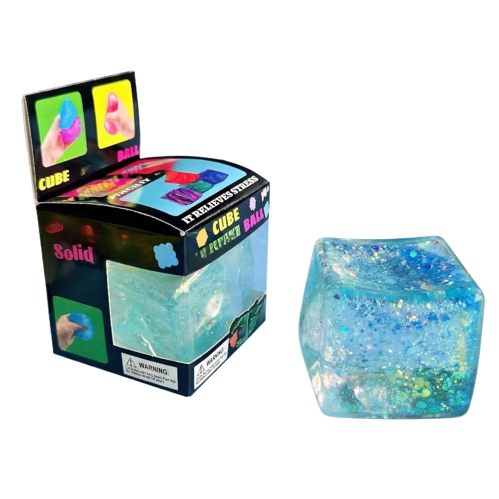 Schylling NeeDoh Teenie Cool Cat - Sensory Squeeze Toy - Contains 3 Mini Groovy Globs - 1.5" Wide - Color May Vary (Pack of 1)