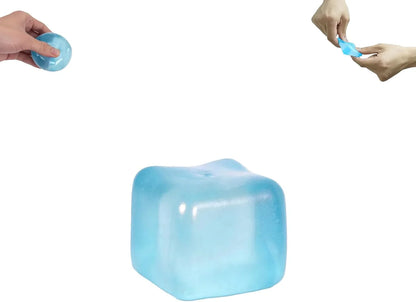 Ice Cube Squishy Toy 3.5cm (1.38") – Gel-Filled Slow Rising Squeeze Cube for Kids Ages 3+ & Adults, Mini Sensory Desk Toy for Classroom Rewards, Party Favors & Everyday Play (blue) - US 3593