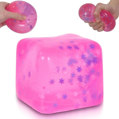 Snowflake Ice Cube Squishy Toy, Big Size 7cm Stress Relief Fidget Toys for Adults, Sensory Squishy Toys for Anxiety Relief and Focus, Soft Slow Rise Squeeze Toy for Stress (Pink) - US 1090