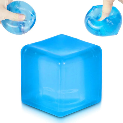 Ice Cube Squishy Stress Ball,1.98"*1.98" Medium Squishy Cube Fidget Toy, Ice Cube Pieces Silent Nice Square Shape Anxiety Sensory Squishy Fidget Toy Slow Rise, Classroom Prizes, Calming(Blue) - US 1119