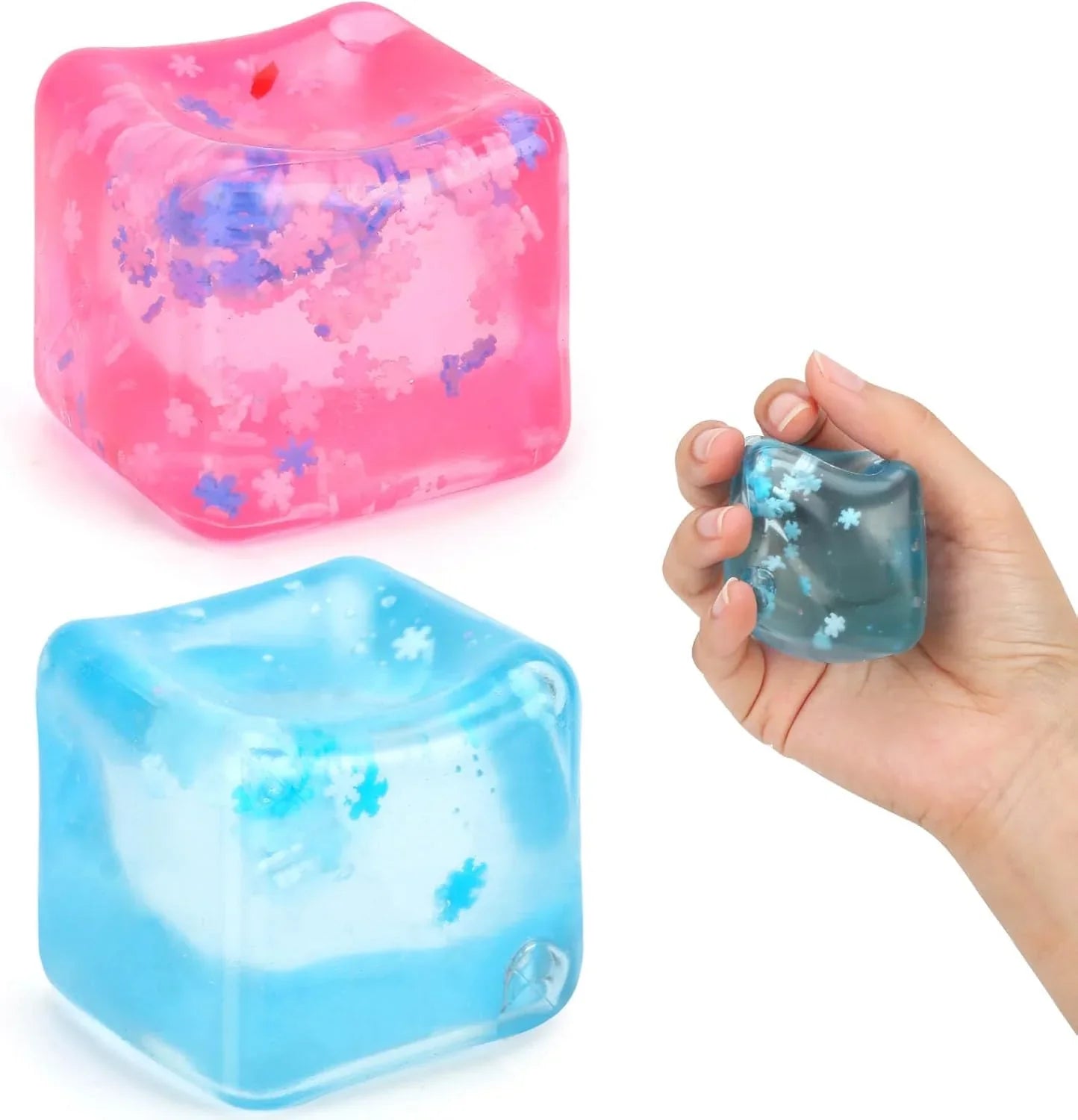Gretex Fidget Toy for All Ages: 2 Pack Soft Sensory Fidget Ice Cube Stress Ball Squishy Cube Stress Relief Toys for Kids, Teens and Adults Party Favors, Birthday Gift for Kids Age 3+ - US 3306