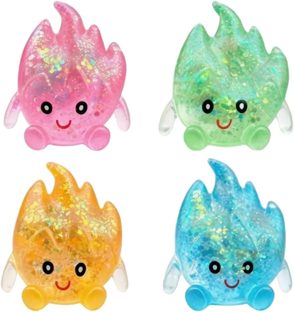 TREBIN Squid Water Drop Squishy Stress Ball, Slow Rising Malt Sugar Fidget Toy, High Resilience Sensory Toy for ADHD Autism, Sparkly Jellyfish Design Droplet Squeeze Toy for Focus (Random Flame Shape) - US 8538