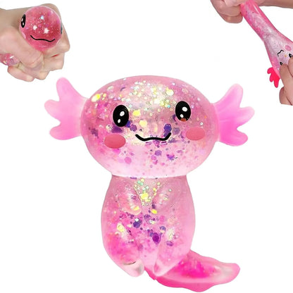 Axolotl Squishy Toy for Kids Ages 3+ & Adults, Slow Rising Sensory Fidget Toy, Cute Squeeze Toy for Party Favors, Classroom Rewards & Gifts(Pink) - US 8616