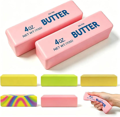 2 Pack Butter Squishy Toys Slow Rising Soft Squeeze Toy Stress Relief Fidget Toys for Kids Party Favors Birthday Gifts Adults Office Desk Toys (Pink) - US 6457