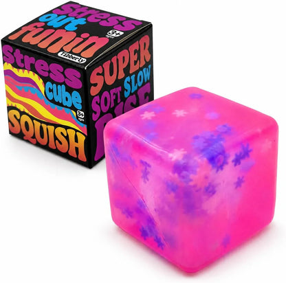 Stress Cube Squishy Toy, 1.97 Inch Slow Rising Fidget Stress Ball with Snowflake Inside, Silent Anxiety Relief Sensory Toy for Adults & Kids, Leakproof Gift-Ready Squeeze Cube - US 6555
