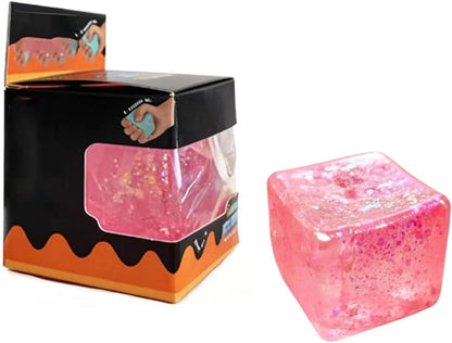 Premium Block Cube Squishy-Squishy Stress Cube,Slow Rise Fidget Cube Squishies Sensory Soft High Density Ice Squeeze Ball Fidget Toy Ice Cube Slow Rise (Pink) - US 7485
