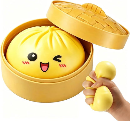 Dumpling Squishies, Fast Rebound Stress Ball Fidget Sensory Toy | Colorful Dumpling Squishy Set with Steamer, Fast Rebound Squeeze Toy, Soft Stretchy Desk Stress Relief Toy - US 1434