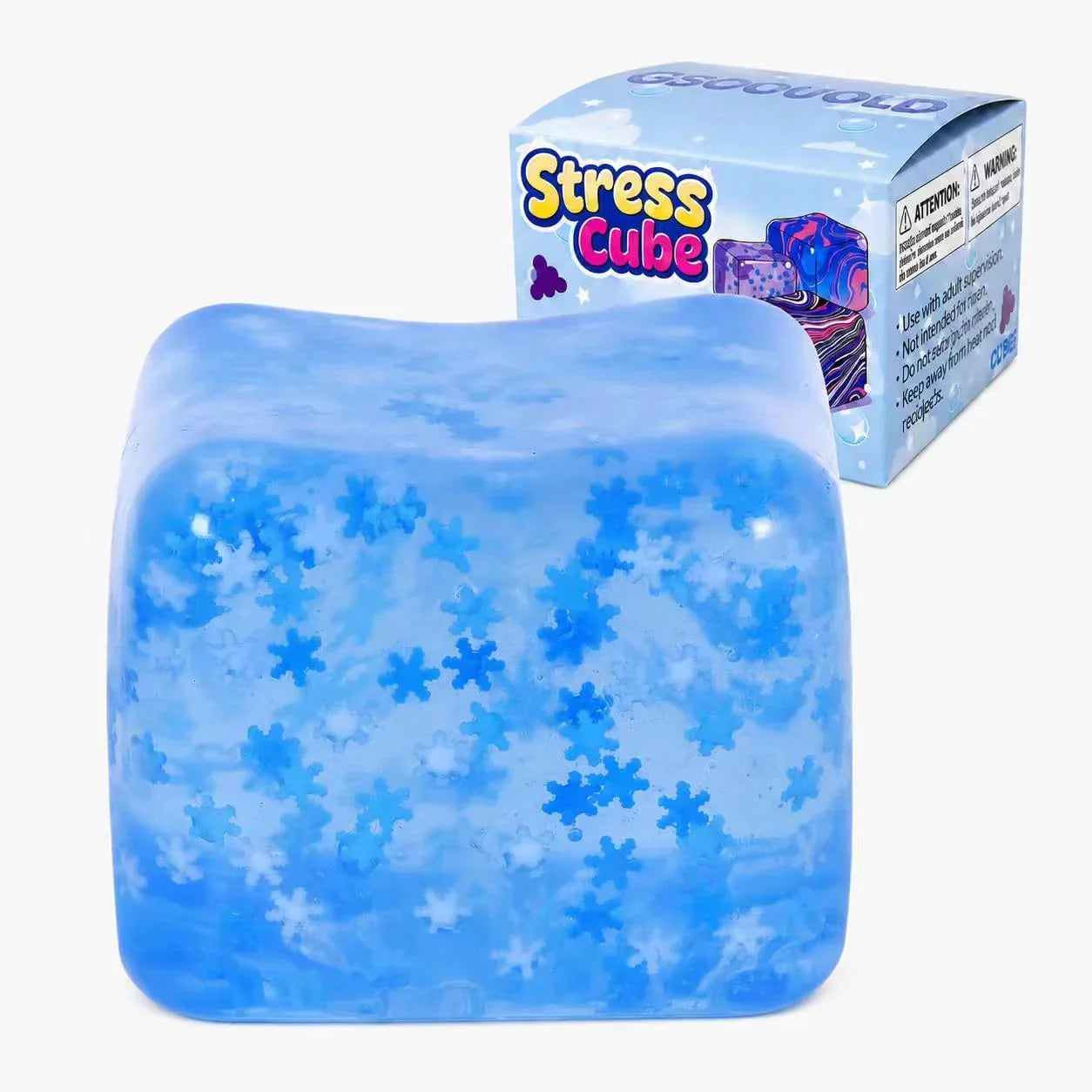 Squishy Ice Cube Fidget Toy 2.75inch/7cm, Sugar Ball Squishy Cube for Kids Adults, Soft Squishies Stress Relief Sensory Toy for Autism, Classroom Prize Toy Party Favor - US 5857
