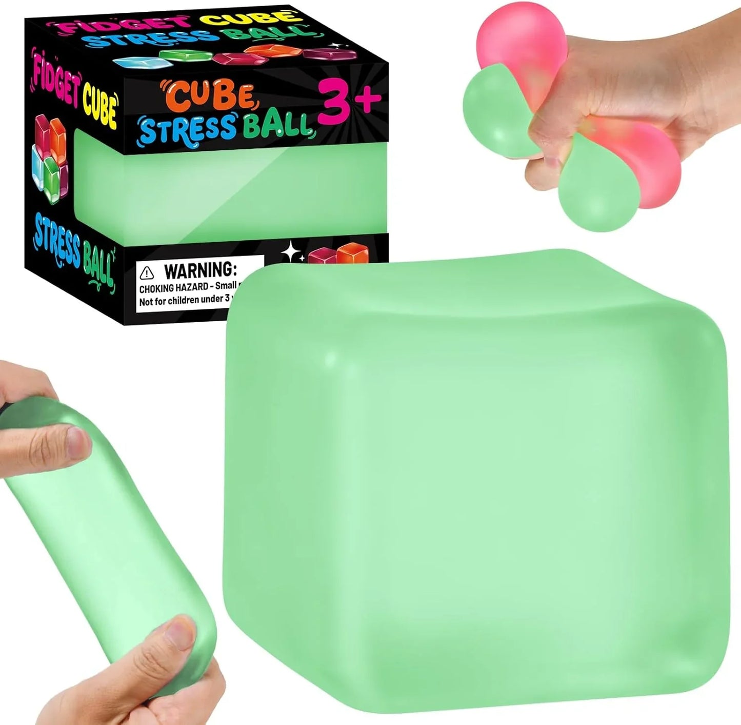 Stress Cube Squishy Fidget Toys, Slow Rising Ice Cube Sensory Stress Balls for Kids Adults Anxiety Relief Squeeze Toy for Classroom Prizes Party Favors (Light Green) - US 9064