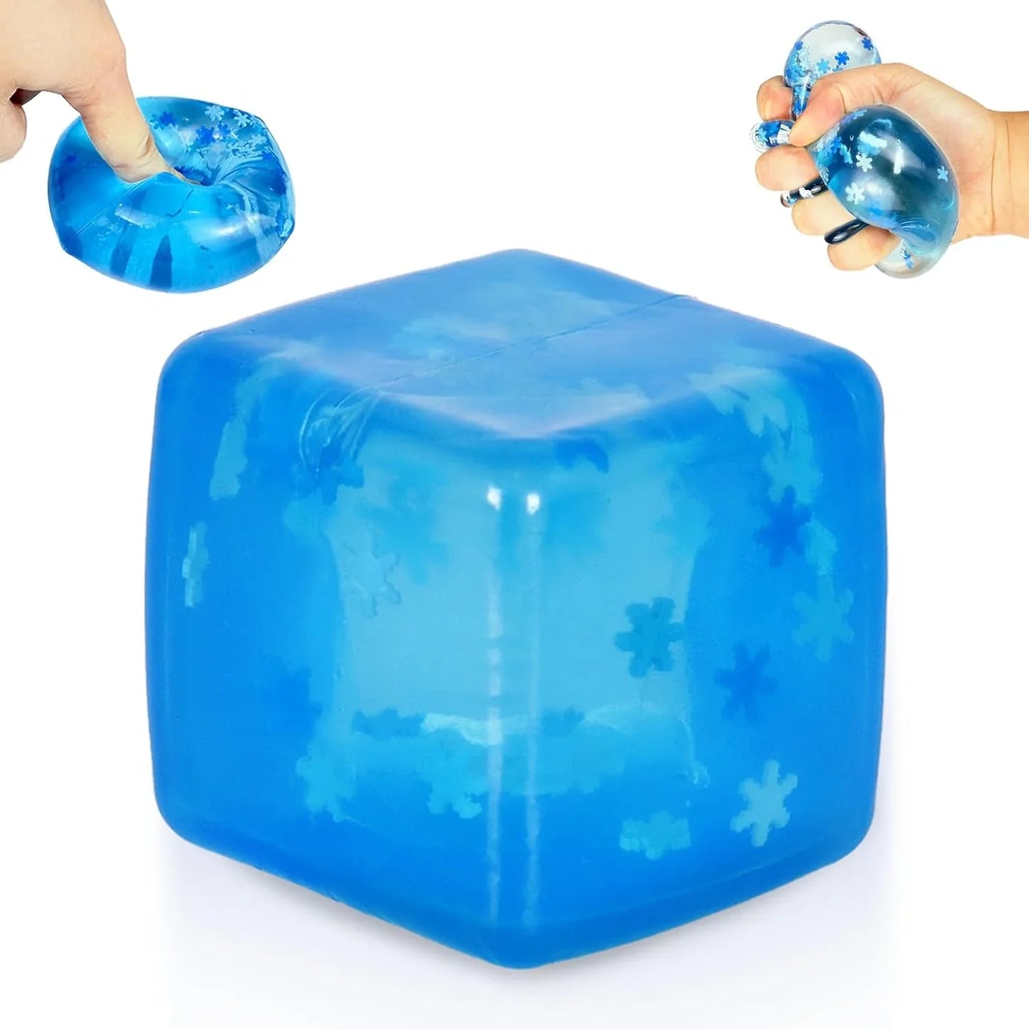 Maltose Squishy Stress Relief Toy, Snowflake Squeeze Ice Cube Fidget, Slow Rising Sensory Stress Ball for Relaxing, Durable TPR Calm Down Toy for Boys Girls Age 3+ (1Pcs, Blue, 1.97inch) - US 3473