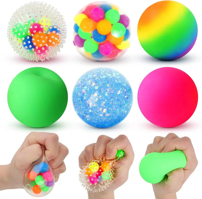 6 Set Squishy Sensory Stress Squeezing Balls forAdults: Best Calming Tool to Relieve Anxiety, Vent Mood and Improve Focus, Easter Basket Stuffers for Kids, Goodie Bag Stuffers - US 8807