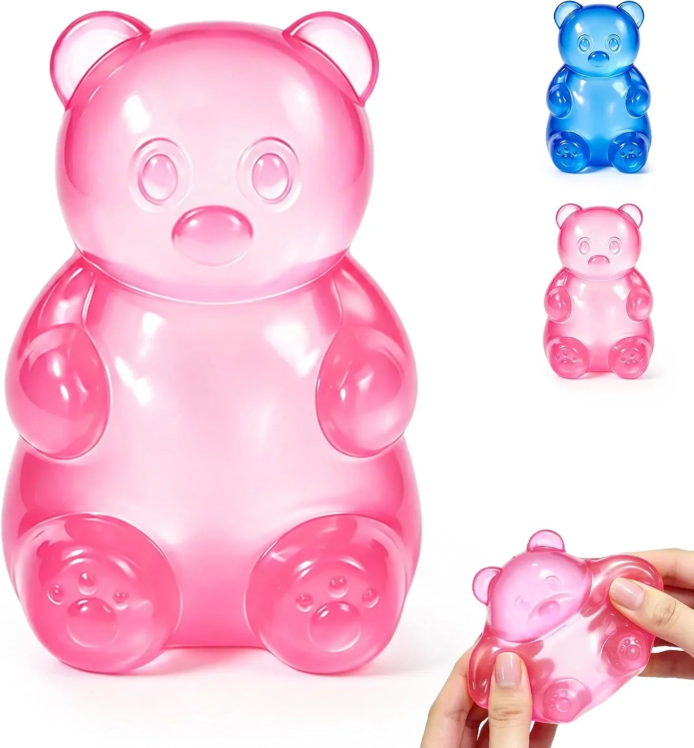 Gummy Bear Squishy，Stress Bear Taba Squishy Toys，Bear Toy Taba Squishy Toys for Adults Stress Relief Squeeze Balls，Sensory Fidget Toys，Valentines Day Gifts Birthday Gifts Party (Pink) - US 6454