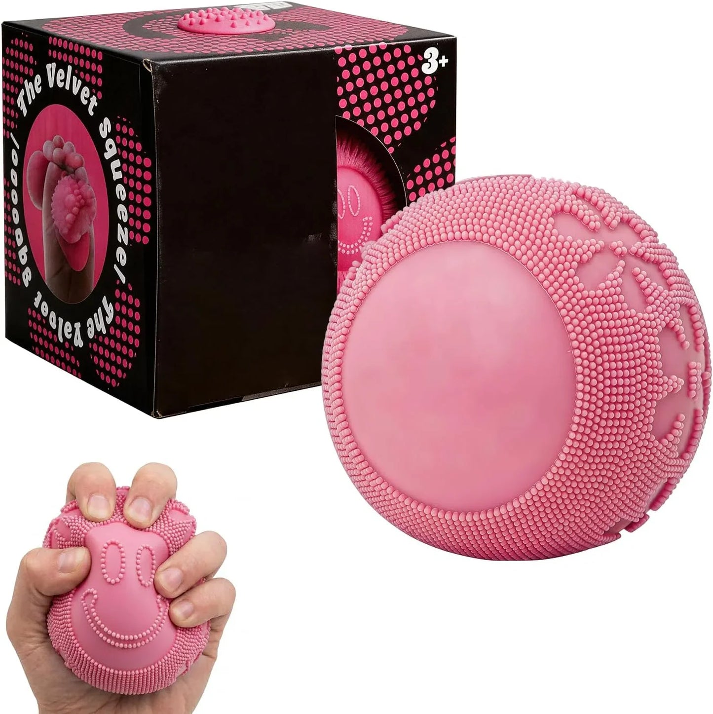 Fuzz Ball Squishy Stress Ball Toy，Fuzzball Squishy，Soft Fidget Toy for Anxiety Relief, Sensory Squishy Ball Calming Tactile Grip for Soft Stress Relief Ball for Kids and Adults (Pink) - US 3338