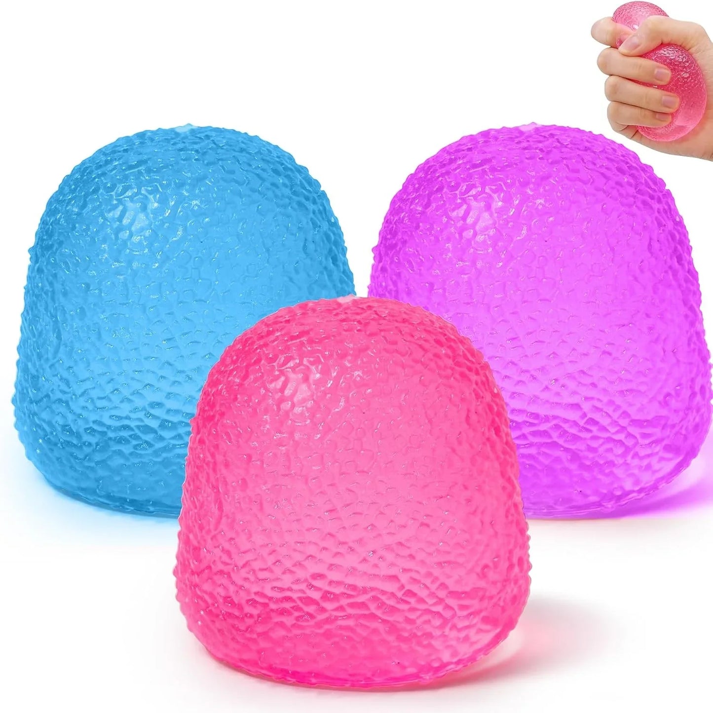 Gumdrop Squishy 3 Pack, Stress Balls Fidget Toys for Kids and Adults, Durable Squishy Gumdrops Candy-Shaped Balls for Classroom Prizes, Party Favors, Easter Basket Stuffers, and Easter Gifts - US 9060