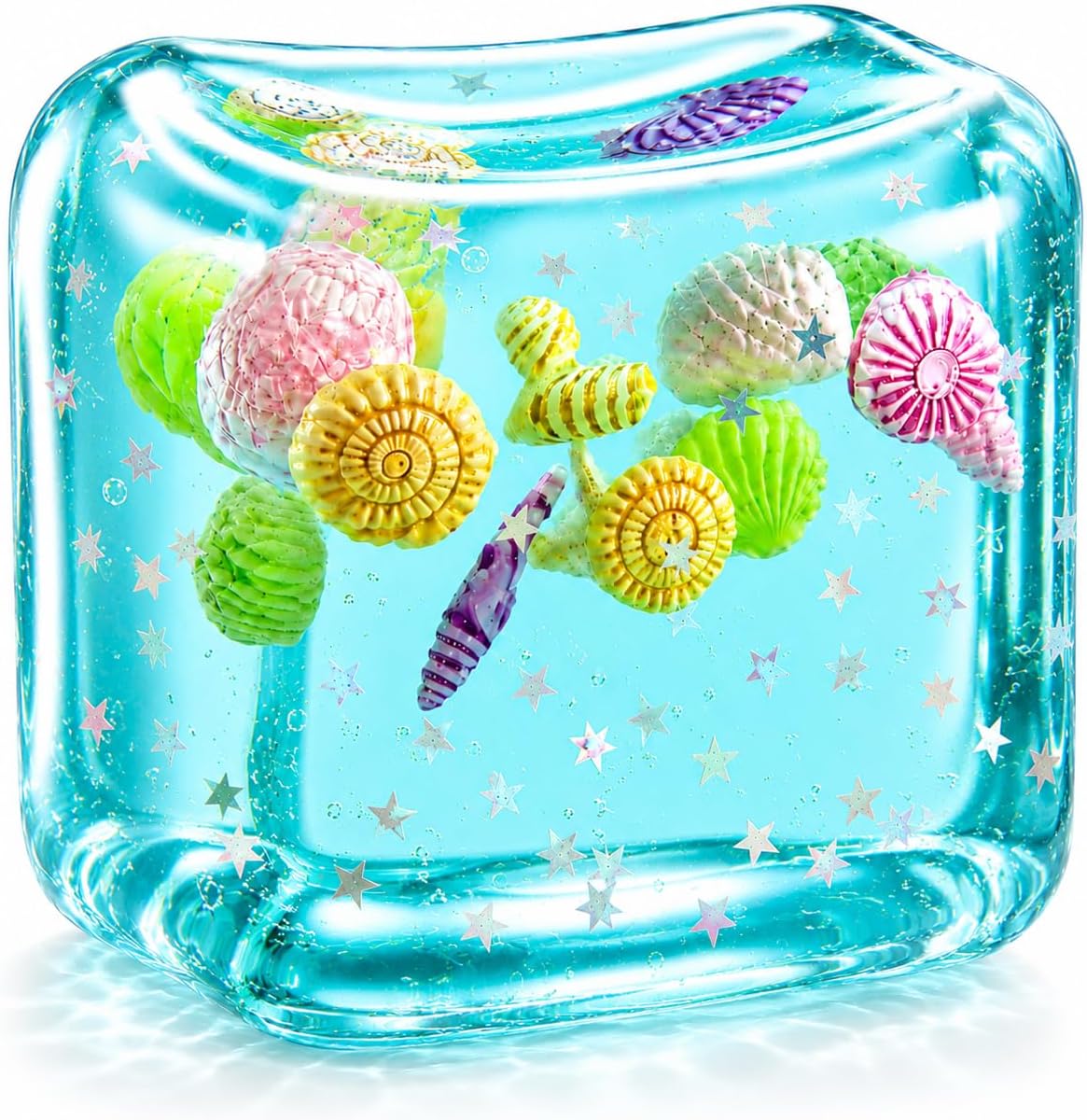 Large Squishy Ice Cube Stress Ball - Slow Rising Maltose Texture Jelly Fidget Toys with Star Glitter - Sensory Squeeze Toy for Anxiety Relief - Desk Gifts for Kids & Adults - US 8184
