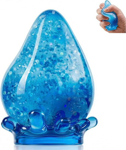 Water Drop Squeeze Squishies, Dream Squishy Drop Squishy Stress Ball, Soft Fidget Stress Ball, 2026 New Slow Rise Relief Fidget Sensory for Anxiety Stress Easter Party Favors (Blue) - US 8284