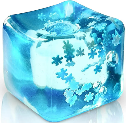 Stress Balls Ice Cube with Snowflakes Inside for Your Best Mellow and Chill, Snow Pieces Silent Nice Square Shape Anxiety Sensory Squishy Fidget Toy Slow Rise, Classroom Prizes, Calming Kids Adults - US 6312
