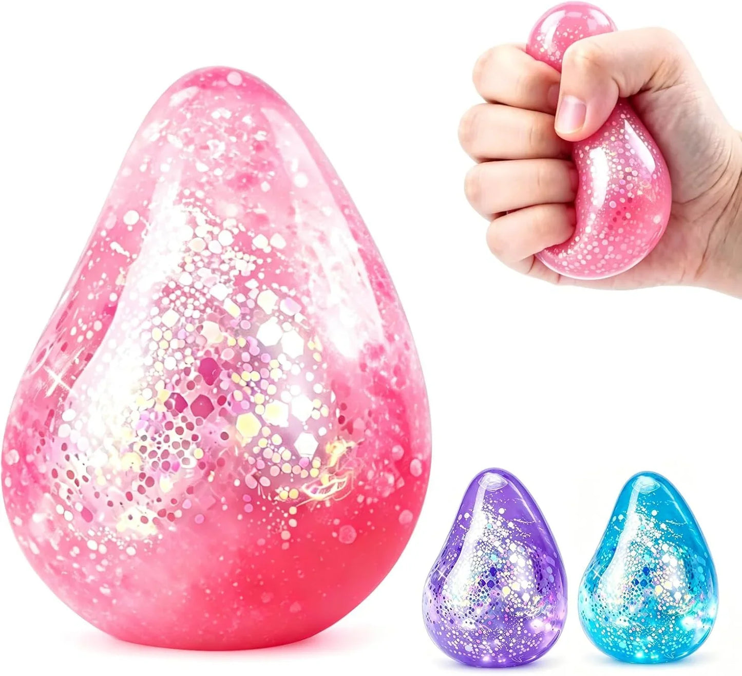 Dream Squishy Drop Fidget Toys Adults, Water Drop Squeeze Toy for Stress Relief, Slow Rising Squishies Sensory Toys with Autism, Malt Sugar Balls Gel Filled Party Favors - Pink - US 1091