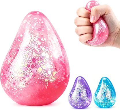 Dream Squishy Drop Fidget Toys Adults, Water Drop Squeeze Toy for Stress Relief, Slow Rising Squishies Sensory Toys with Autism, Malt Sugar Balls Gel Filled Party Favors - Pink - US 1091