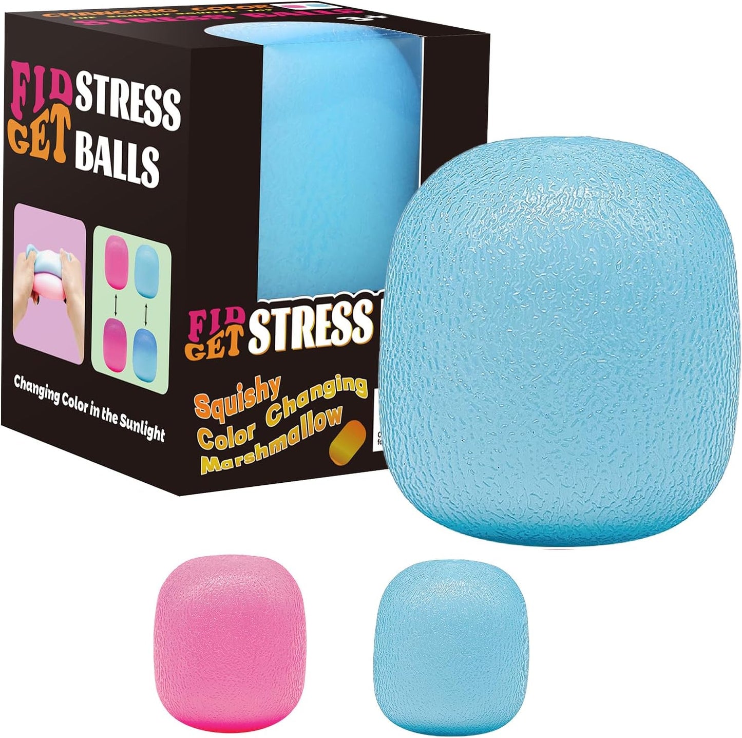 Fidget Toys Stress Balls for Kids & Adults - Changes Color in The Sun -Slow Rise Dough Ball - Fidgets for Classroom - Squishy Fidget Toys Stretchy Squeeze Stress Relief Balls for Anxiety (Dough Blue) - US 7405