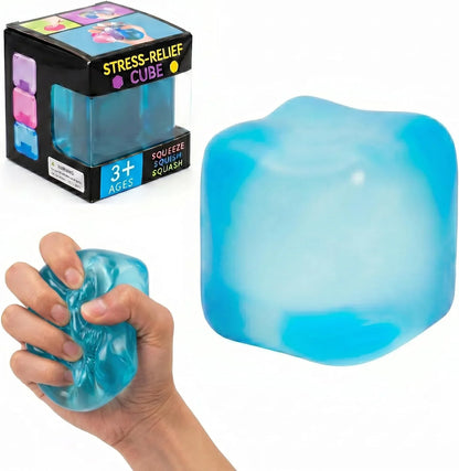 Nice Stress Cube, Squishy Fidget Toy Cubes, Slow Rising Squeeze Cube Balls, Non-Sticky Desk Toy for Relaxation & Focus for Adults, Blue - US 2961