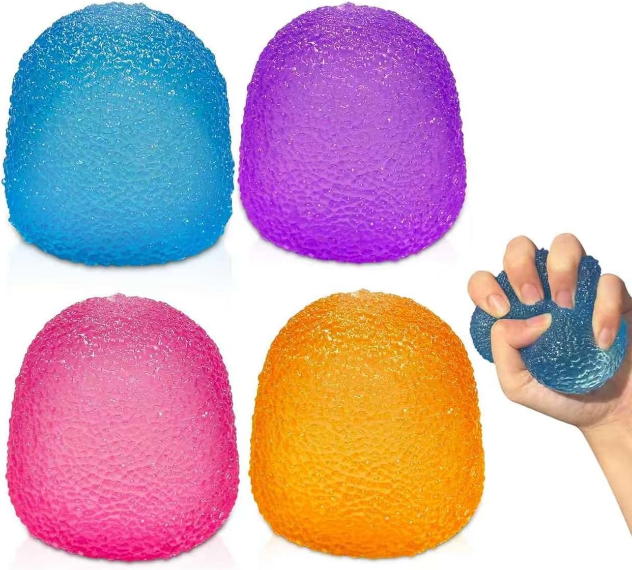 4PCS Gumdrop Squishy,Stress Balls Fidget Toys for Kids and Adults, Super Solid Sugar Balls for Classroom Prize Favors Sensory Toys for Kids with Autism - US 1129