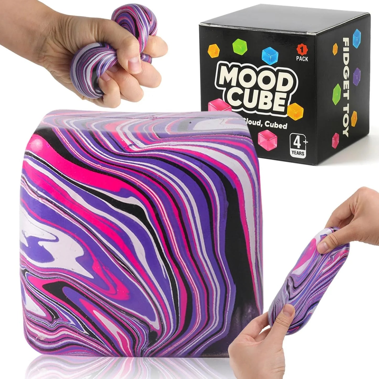 Stress Balls, Squishy Stress Cube for Kids Adults, Squishy Slow Rising Fidget Cube Sensory Toys for Anxiety Stress Relief, High Density Ice Squeeze Ball Cubes for Adults Kids. (Purple) - US 8480