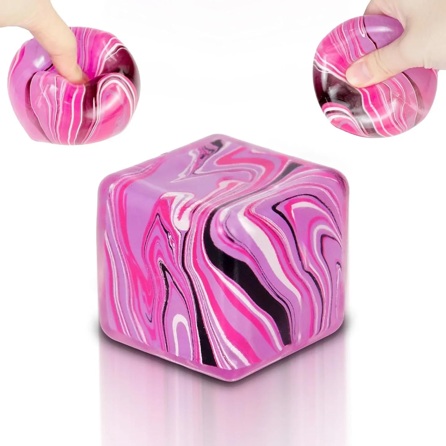 Ice Cube Squishy Fidget Toy Purple Stress Ball Squeeze Toys Stress 5cm(1.97") Veined Ice Cube Squishy Fidget Sensory Toys Kids Youth Adult Puffwize (Pink) - US 5098