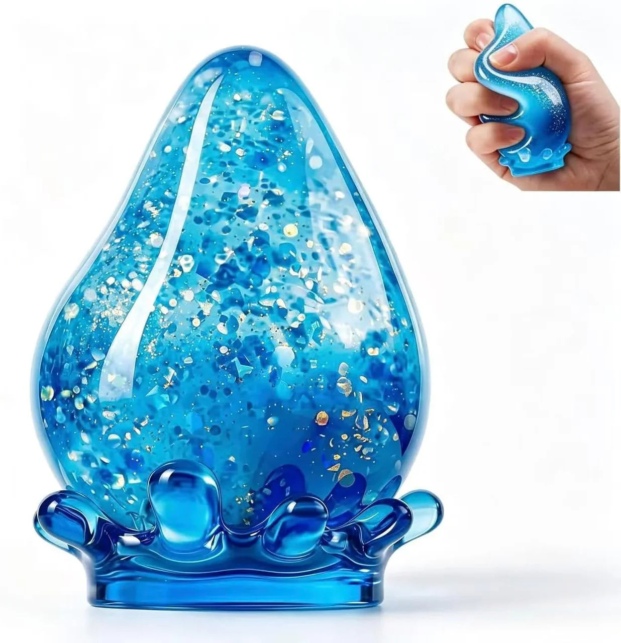 Water Drop Squeeze Squishies, Dream Squishy Drop Squishy Stress Ball,Drop Gifts for Anxiety Relief Office Easter Birthday (Blue) - US 2738