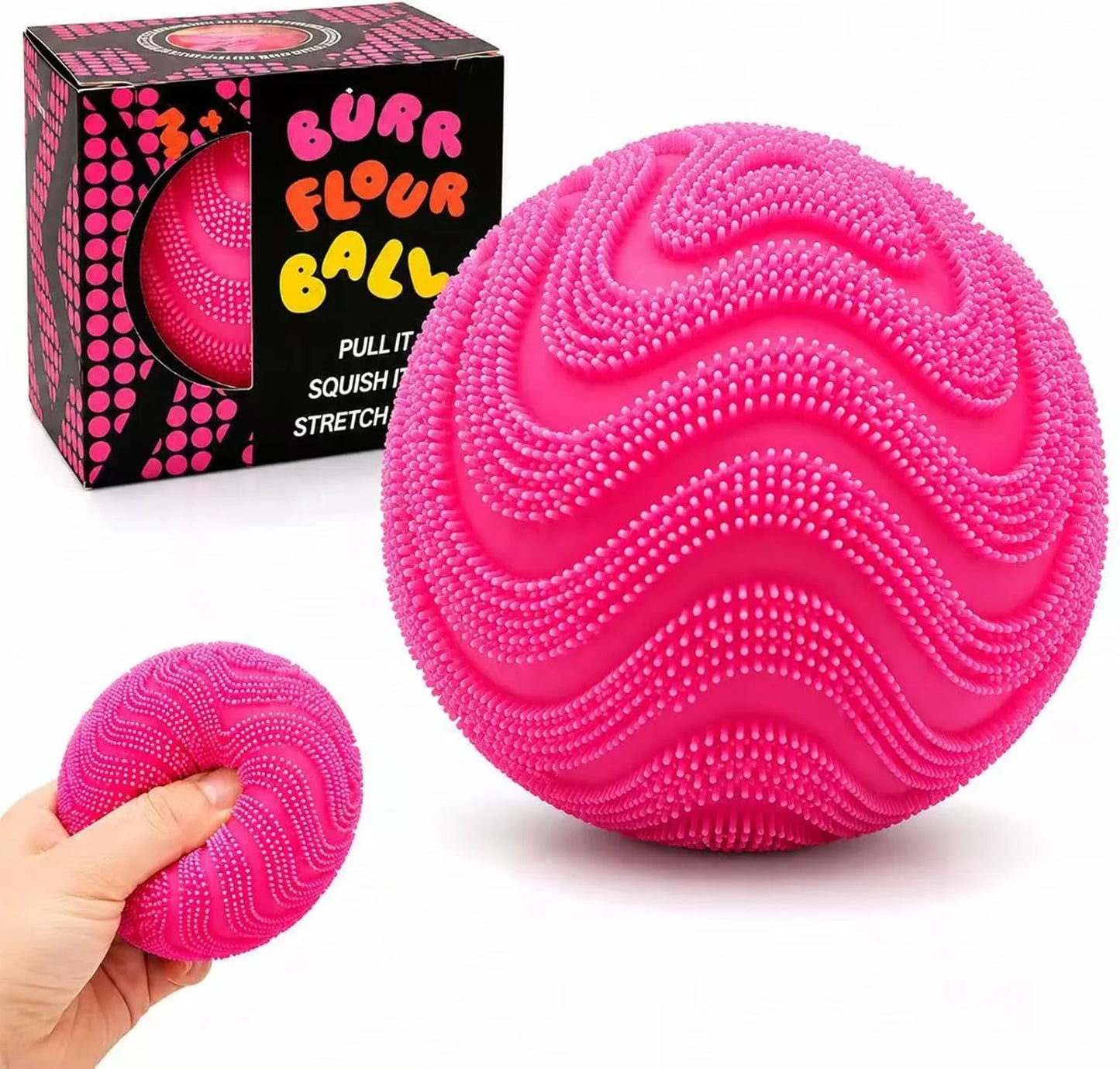 Fuzz Ball Squishy Stress Ball,Soft Fidget Squishy Fuzz Squeeze Ball for Adults,Anxiety Stress Relief Toys,Party Favors Gift for Adults (Pink Ball) - US 1085