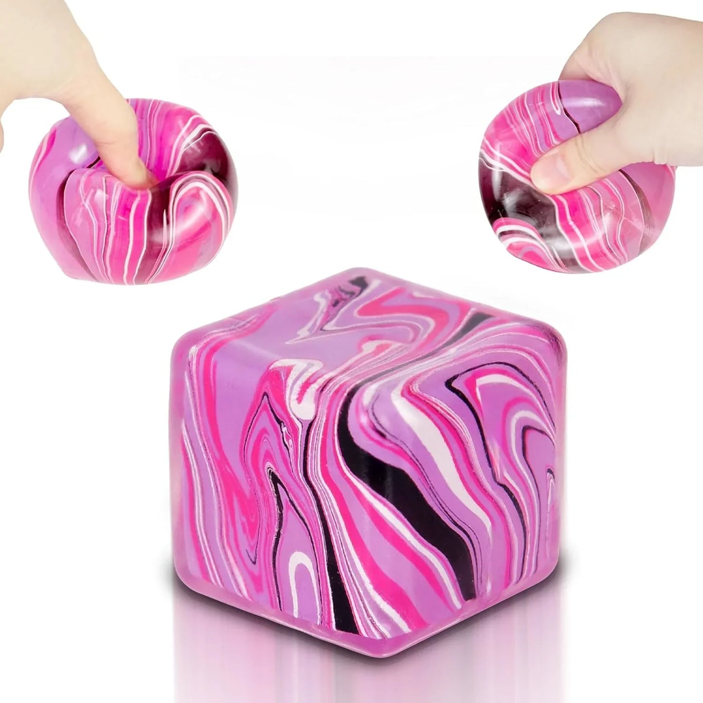 Squishy Fidget Toys Stress Cube, 1.97"*1.97" Stress Balls for Kids Adults Stress Relief, Ice Squishy Cube Sugar Balls, Sensory Toys for Kids with Autism an danxiety Disorder(Pink) - US 9112