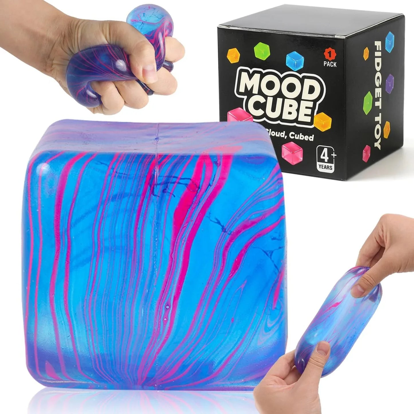Stress Balls, Squishy Stress Cube for Kids Adults, Squishy Slow Rising Fidget Cube Sensory Toys for Anxiety Stress Relief, High Density Ice Squeeze Ball Cubes for Adults Kids. (Pink) - US 4433