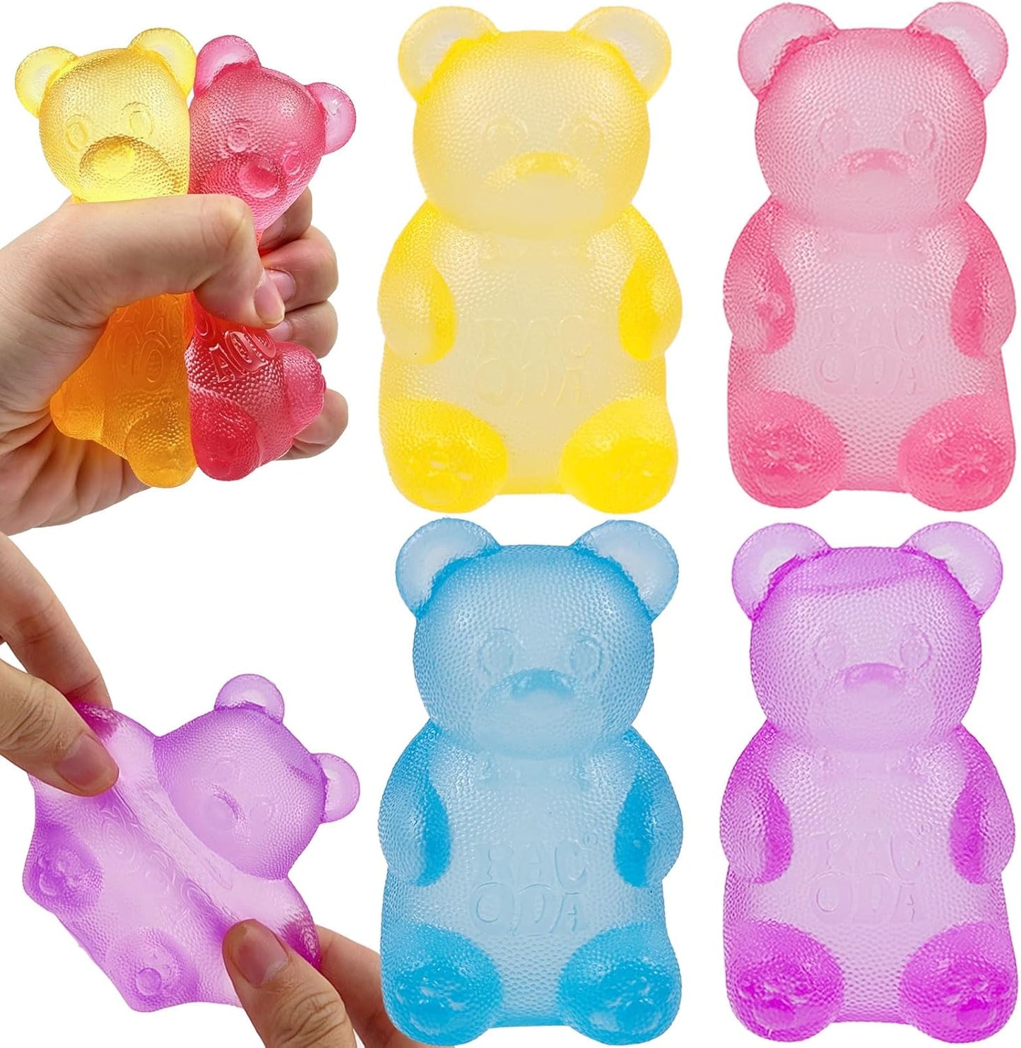4 Pack Bear & Sugar Ball Designs, Anxiety Relief & Focus Toy, Maltose Filled Squeeze Toys for Sensory Play，Sensory Fidget Toys for Adults, Kids, Slow Rising Squishy Stress Ball - US 3544