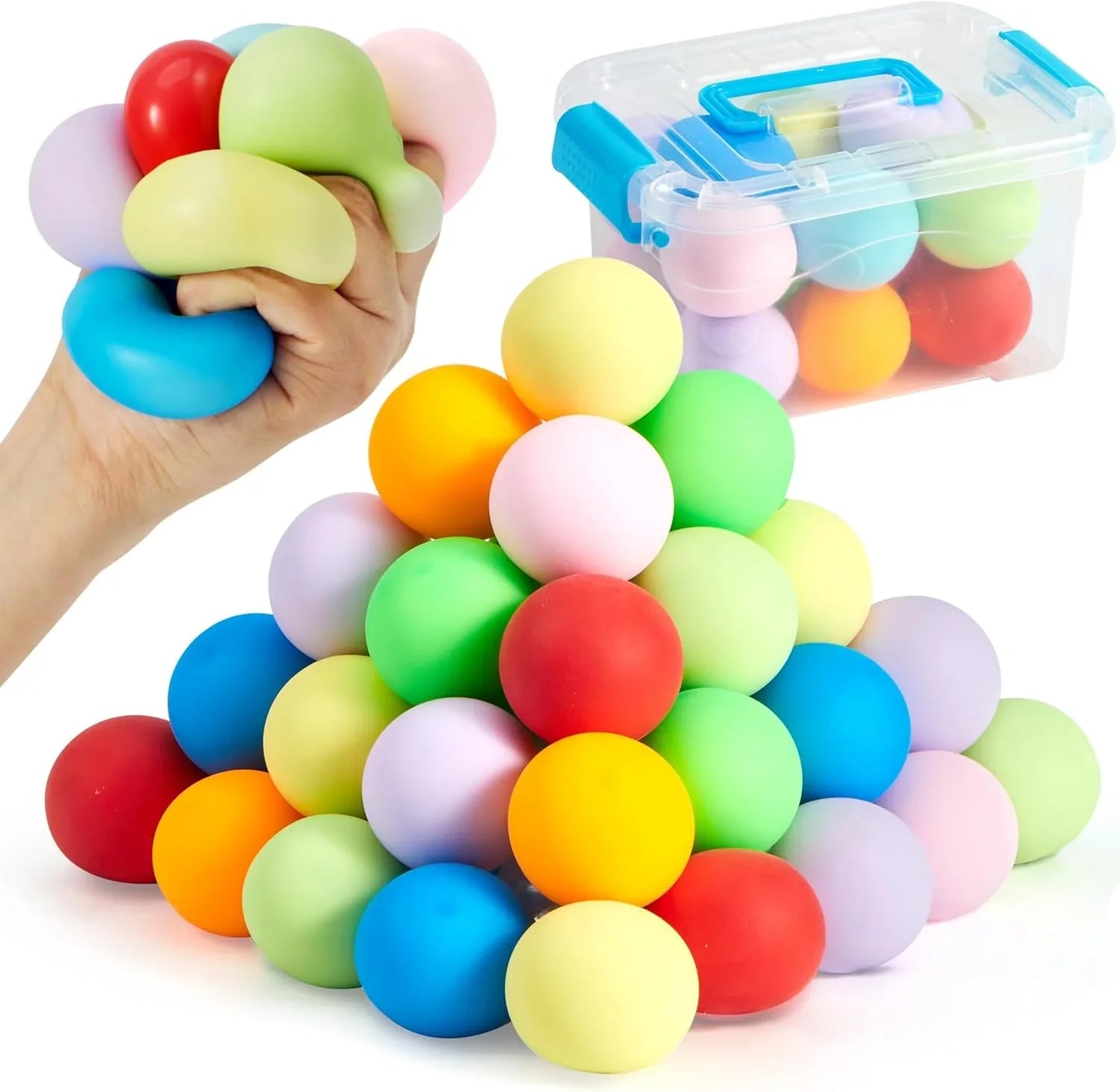 JOYIN 24 Pack Slow Rising Stress Balls, Squishy Sensory Fidget Toys, Hand Therapy Balls for Anxiety Relief, Classroom Prize Box Toys for Kids, Goodie Bag Stuffers, Party Favors - US 1077