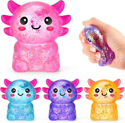 Simgoing 4 Pcs Axolotl Stress Toy Squeeze Axolotl Party Favors 2.56 x 2.64 Inches Malt Sugar Filled Stretchy Fidget Stress Relief Ball Sensory Toys for Adults Soothing Graduation Birthday Party Gift - US 4621