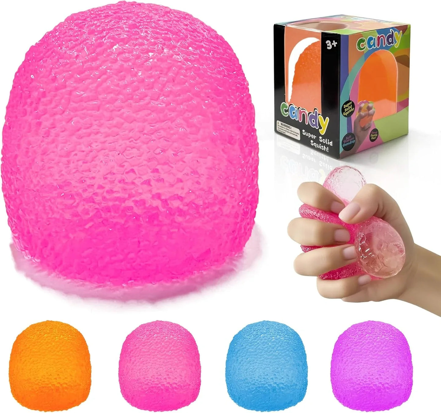 Stress Balls-Gumdrop Squishy Stress for Kids and Adults, Super Solid Squeeze Ball, Sensory for Stress Relief, Birthday, Easter Basket Stuffers and Party Favors(Pink) - US 4337