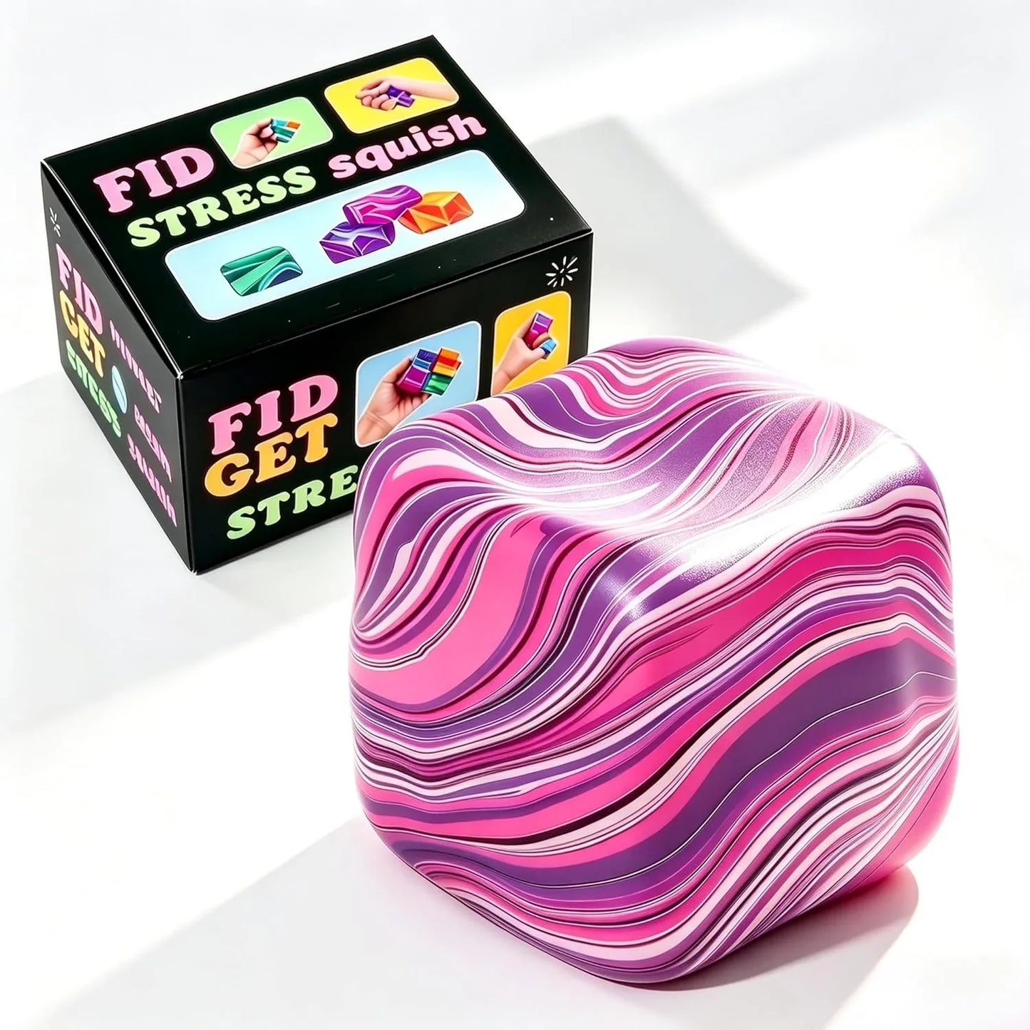 1 Pack Fidget Toys Squishy Stress Cube, Stress Balls for Kids Adults Squishies Stress Relief, Ice Sugar Sensory Toys for Kids with Autism, Fidgets for Classroom Prize Toys(Pink,1 Pack) - US 6974