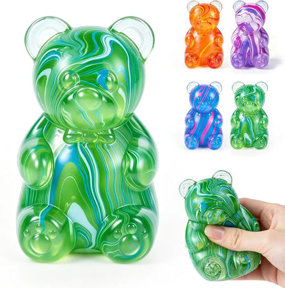1Pc Gummy Bear Squishyies Fidget,Color Maltose Filled Squeeze Toys Slow Rising Squishy Stress Balls Adults Kids Party Favors,Classroom Prizes(Green) - US 5843